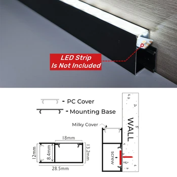 0.5 m/1m/gab Virsmas Montēta LED Grīdlīstes Līnijas Alumīnija Profilu H2.8cm Griestu Baseboard Stūri, Sienas Dekori Kāpņu Bārs Sloksnes Gaismas