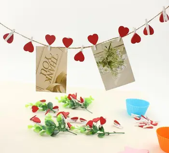 10 Gab krāsains Mini Sirds Mīlestību, Koka, Drēbes, Foto Papīrs Pin Peg Clothespin Amatniecības Pastkarti Klipus Mājās, Kāzu Dekorēšana D3