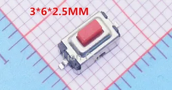 100gab 3*6*2.5 mm 3*6*2.5 H SMD sarkano Pogu, ieslēdziet galveno slēdzi Tact Switch