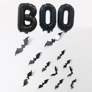 12pcs Halloween Bat Sienas Uzlīmes 3D Apdare Melnā PVC Mājas Puse Dekori Sienas Bārs Halloween Puse Biedējošu Decos Aksesuāri