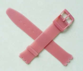 16mm Ultra plānas ādas, gumijas siksniņas Pulksteņu piederumi Swatch siksnu sprādzes SWATCH silikona skatīties joslā, Melna Balta, Rozā