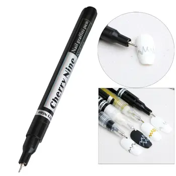 1cs Melna Balta Zelta Skaida Nail Art Graffiti Pildspalvu Komplekts Iesācējiem Krāsošanas Līnijas Vēstules Pildspalvu Sukas DIY Nail Art Rīki