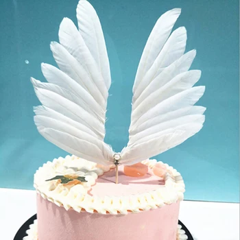 1PC Balta/Melna Eņģeļa Spārnus Dzimšanas dienas Kūka Karoga Romantisku Kāzu Cupcake Kūka Topper par Partijas Apdare Cept Dekoru, Vairumtirdzniecība