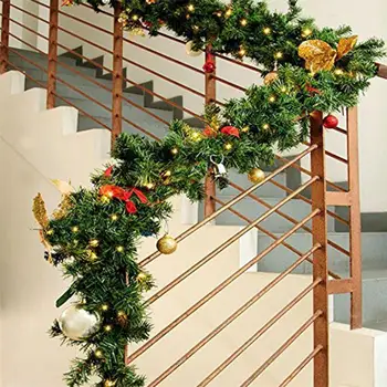 2.7 m Mākslīgās Ziemassvētku Vainags Zaļā Rotangpalmas Ziemassvētku Vainags Puse Ziemsvētki Koks Rotangpalmas Banner DIY Karājas Ornaments