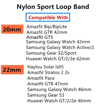 20mm/22mm banda Galaxy reloj 4/activo/2/3 45mm/46mm/42mm Samsung Rīku S3 Neilona pulsera reloj Huawei GT 2 pro