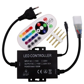 220V/110V Led RGB kontrolieris 1500W ar 24key INFRASARKANO staru tālvadības reostats MUMS plug / ES plug/AU plug/UK plug 8mm/10mm PCB Bezmaksas piegāde