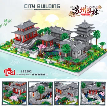 3930pcs+ Augsts Izaicinājums Ķīniešu Stilā Suzhou Garden Arhitektūra, Celtniecības Bloku Dimanta Mikro Ķieģeļi Rotaļlietas Par Ziemassvētku Dāvanu 8202