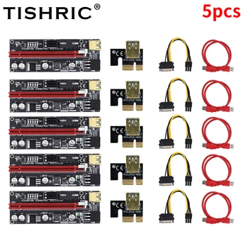 5GAB TISHRIC PCI PCIE Stāvvadu 009S Plus 6 LED Gaismas Kabeļa Adapteris videokarte PCI Paplašinājuma E 16x Stāvvadu Video Kartes Ieguves