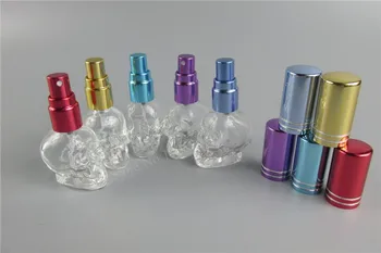 8ML galvaskausa izsmidzina krāsu, smaržu, stikla aerosola pudelē Portatīvo ceļojumu izmēģinājuma paraugu, stikla pudelē