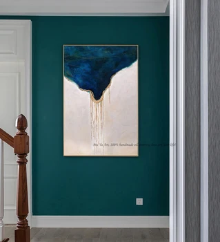 Abstraktās glezniecības audekls zilā lielu sienas mākslas audekls gleznas dzīvojamās istabas sienas puses krāsotas eļļas krāsošana sienas, attēlus, dekori