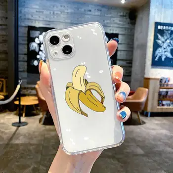 Banānu cute karikatūra augļu Telefonu Gadījumā Pārredzamu mīksto iphone 12 11 13 7 8 6 s plus x xs xr pro mini max