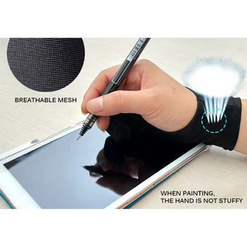 Divu Pirkstu Mākslinieks Anti-Touch Cimdi, Ko Izmanto Gleznošanai Planšetdators Pretapaugšanas Skārienekrānu, Pildspalvu. Piemērots IPhone, IPad