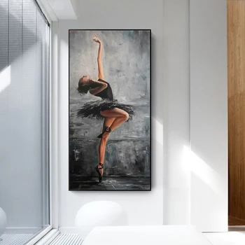 Elegants Attēls Mākslas Balerīna Audekla Apgleznošana Sienu Mūsdienu Mākslas Plakātu Drukas Sienas Foto Dzīvojamā Telpā Ģimenes Apdare Bezrāmju