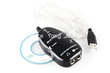 Elektriskā Ģitāra Interfeisa Saites Audio USB Kabeļa Adapteri Datoru PC/MAC Melna Balta