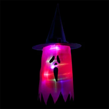 Halloween LED Spoku Apdare Cepuri Šausmu Karājas Rotājumu Halloween Tēmu Puse Festivāls, Āra Piederumi Apgaismota Raganu Cepures