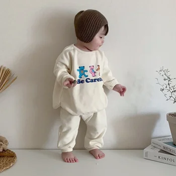 Ir 2021. Bērnu Apģērbu 2021. Gada Pavasarī, Rudenī Bērni Cute Sedz Drukāt Džemperis+Bikses divdaļīgs Kostīms Mazulim tīrtoņa Krāsu Karikatūra Uzvalks