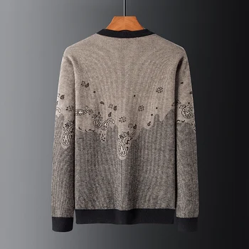 Ir 2021. Eiropas Dizaineris luksusa rudens ziemas jaunas trikotāžas Džemperis Žakarda Džemperi, vīriešu slim siltu Ikdienas džemperis modes zīmolu