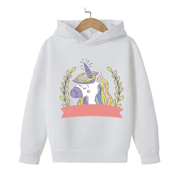 Ir 2021. Modes Karikatūra Unicorn Hoodies Sporta Krekls Meitenēm, Zēniem Varavīksnes Zirgu Iespiesti Plānas Garām Piedurknēm Bērniem Pelēkā Vārna Toddler Hoody Mētelis