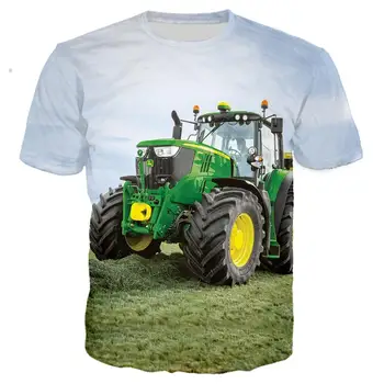 Kawaii 3D Drukas Auto, Traktoru, Bērnu T Krekls Vasaras Modes Karikatūra Gadījuma T-krekls Zēns Meitene Unisex Bērnu Apģērbu T Topi