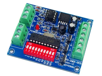 Labākā cena 1 gab DMX-3CH-BAN-V1 3CH Kanālu DMX 512 LED Dekoderi Kontrolieris izmantot led strip