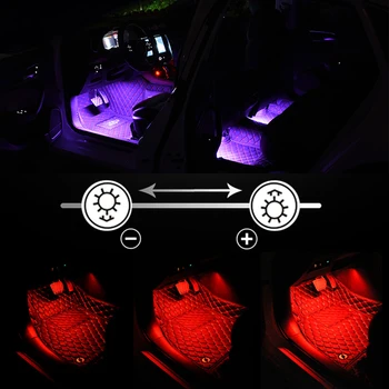 LED Auto Kāju, Apkārtējās Gaismas RGB Slokšņu Interjera Dekorēšana Atmosfēru Gaisma Ar Tālvadības pulti Mūzikas Vadības Vairākiem transporta Veidiem
