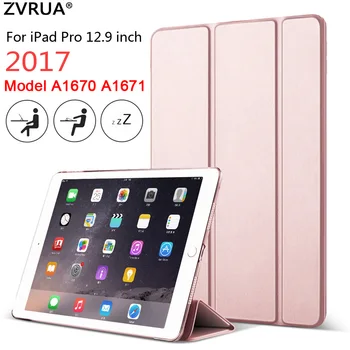 Lietā par iPad Pro 12.9 collu līdz 2017. Modelis A1670 A1671, ZVRUA Krāsu Ultra Slim PU ādas Smart Cover Gadījumā Magnēts pamosties miega