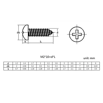 M1 M1.2 M1.4 M1.7 Sajauc Pa 500/1000pcs/komplekts Micro Phillips Galvas Skrūves, Apaļa Galva, pašvītņgriezes Elektronisko Mazo Koka Skrūves Komplektā