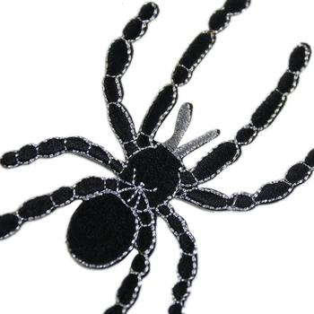 Melns Spider Punk Dzelzs uz Plāksteris Izšuvumi Plāksteris DIY Uzlīmes Ielāpus Apģērbu Dzīvnieku Aplikācijas Piešūt Nozīmītes Piederumi