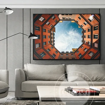 Modes Mākslas Modernās Arhitektūras Kanvas Glezna Unikāli Sienu Attēlu Dzīvojamā Istaba Guļamistaba Eju Plakātu n Drukas Apdare