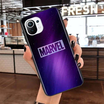 Mīksto TPU Marvel Logo Avengers Par Xiaomi Mi 11es 11 10T 10 9T 9 A3 8 Lite CC9 SE Note10 Lite Ultra Pro Black Telefonu Gadījumā