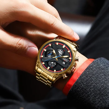 NIBOSI Vīriešu Pulksteņi, Kvarca rokas pulksteņi Luksusa Zīmolu Chronograph Watch Zelta Modes Skatīties Cilvēks, Gaismas Rokās Relogio Masculino