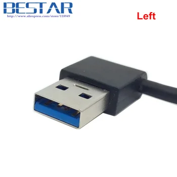 Pa kreisi un pa Labi leņķveida 90 grādu USB3.0 USB 3.0 Vīrietis, lai Mikro B Vīriešu 90 grādu kabelis Melns