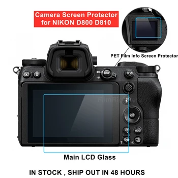 Par Nikon D800 D810 Kameras Rūdīta Aizsardzības pašlīmējošas Stikla Galvenais LCD Displejs + Info Ekrāna Aizsargs Filmu Aizsargs Vāciņu