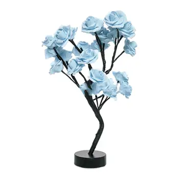 Portatīvo Lielisku Blue Rose Puķu LED Koku, Gaismas Izsmalcinātu Ziedu Koka Lampas Romantisku Klubi