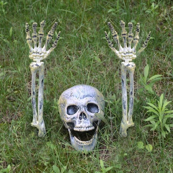 Reāli Galvaskausa Skelets Puses Likmes Halloween Kapsēta Dekoru Zemes Breaker Halloween Dārza Pagalmā Zāliens, Āra Apdare
