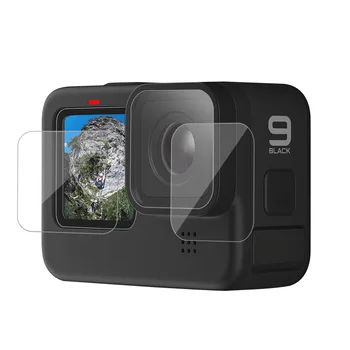 Rūdīta Stikla Aizsargs Vāks GoPro Hero 9 Melna Kamera, Objektīvs, Ekrāna aizsargplēvi, lai Go Pro Hero 9 Piederumi