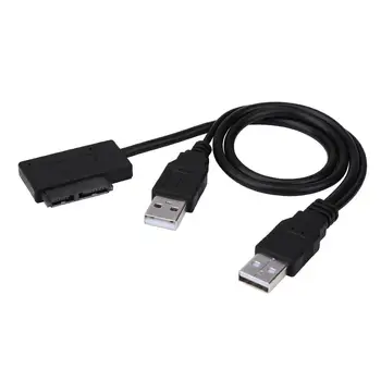 SATA lai USB2.0 Pārveidotāja Adapteris Grāmatiņa 7+6Pin Slim line Viegli Vadīt Kabeli USB Centrmezglam, kas ar Jaudas Režīma CD/DVD vadītāja (7/9.5/12.7 mm)