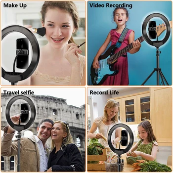 Selfie Gredzenu Foto Led Gaismas ar Tālruņa Turētājs pašportretu Fotografēšanas Saderīga ar iPhone, Android, Youtube Fotogrāfija