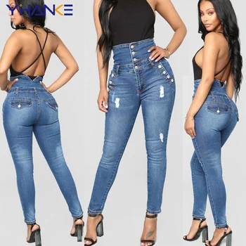 Sieviešu Ikdienas Biksēm Augsts Viduklis Elastīgas Skinny Džinsa Ilgi Zīmuli Bikses Plus Lieluma Sieviete Džinsi Pantaloni Donna