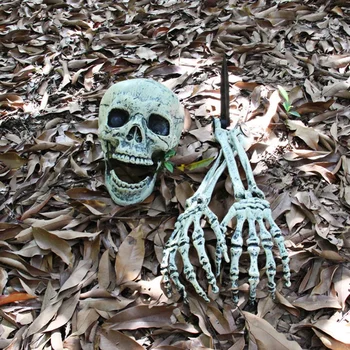 Skelets Halloween Puse Dekori Skatuves Prop Plastmasas Imitācijas Cilvēku Kauli, Galvaskausu Statuetes un Headstone Mājas Šausmu Dārzs