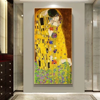 Slavenā Mākslas Gustava Klimta Skūpsts Klasiskā Eļļas Gleznu Druka uz Kanvas Mākslas Plakāti Un Izdrukas Sienas Kanvas Bildes Mājas Dekoru
