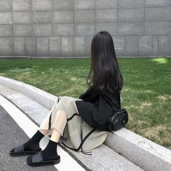 Svārki, Sievietēm, Rudens Raibs Streetwear Vidum teļš Elegantu Augstu Vidukļa Mākslas Mājīgu Sieviešu Modes-line Japāņu Stila Vienkāršu Ins