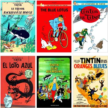 The Adventures of Tintin Plakātu Sienas Art Pictures Modern Home Apdare, Augstas Kvalitātes Izdrukas Audekls Gleznošanai Bērniem Istaba