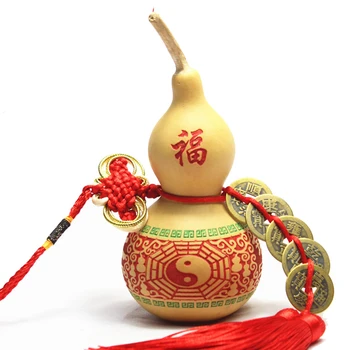 Tradicionālā Ķīniešu Natrual Ķirbis Ar Seno Monētu Veiksmi Wu Lū Hu Lu Koka no Cucurbit Vara Monētas Fengshui Mājas Dekoru