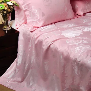 Tīras kokvilnas žakarda satīns gultas veļa gultas vāciņu, rozā gultas veļu mājas