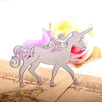 Unicorn Griešanas Mirt Par DIY Scrapbooking Dekoratīvās Papīra Kartēm Dobi Zirgu Formas Trafaretu Griešanas Mirst Veidnes Rāmja Rīks