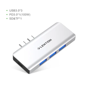 USB Hub ar 100W Jaudu, Piegādes,3 USB 3.0, atmiņas karte SD/Micro SD/TF Card Reader Adapteris M1 