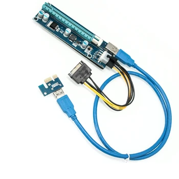VER006C PCI-E Stāvvadu Karte USB 3.0 Kabeli, PCI Express PCIE 1X, lai 16X Extender Sata 6Pin Barošanas Video Karte