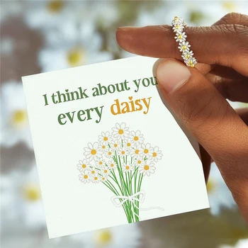 Vintage Sweet Little Daisy Gredzenu Sievietēm Mini Gudrs Pilienu Glazūru White Flower Gredzeni, Regulējams Atvērt Aproces Puse Kāzu Rotaslietas