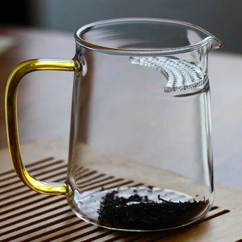 WIZAMONY karstumizturīga stikla 450ml tējas tase Tējas katlā integrētu pusmēness filtrs tējas atdalīšanas pusmēness taisnīgu kausa jostas filtrs
